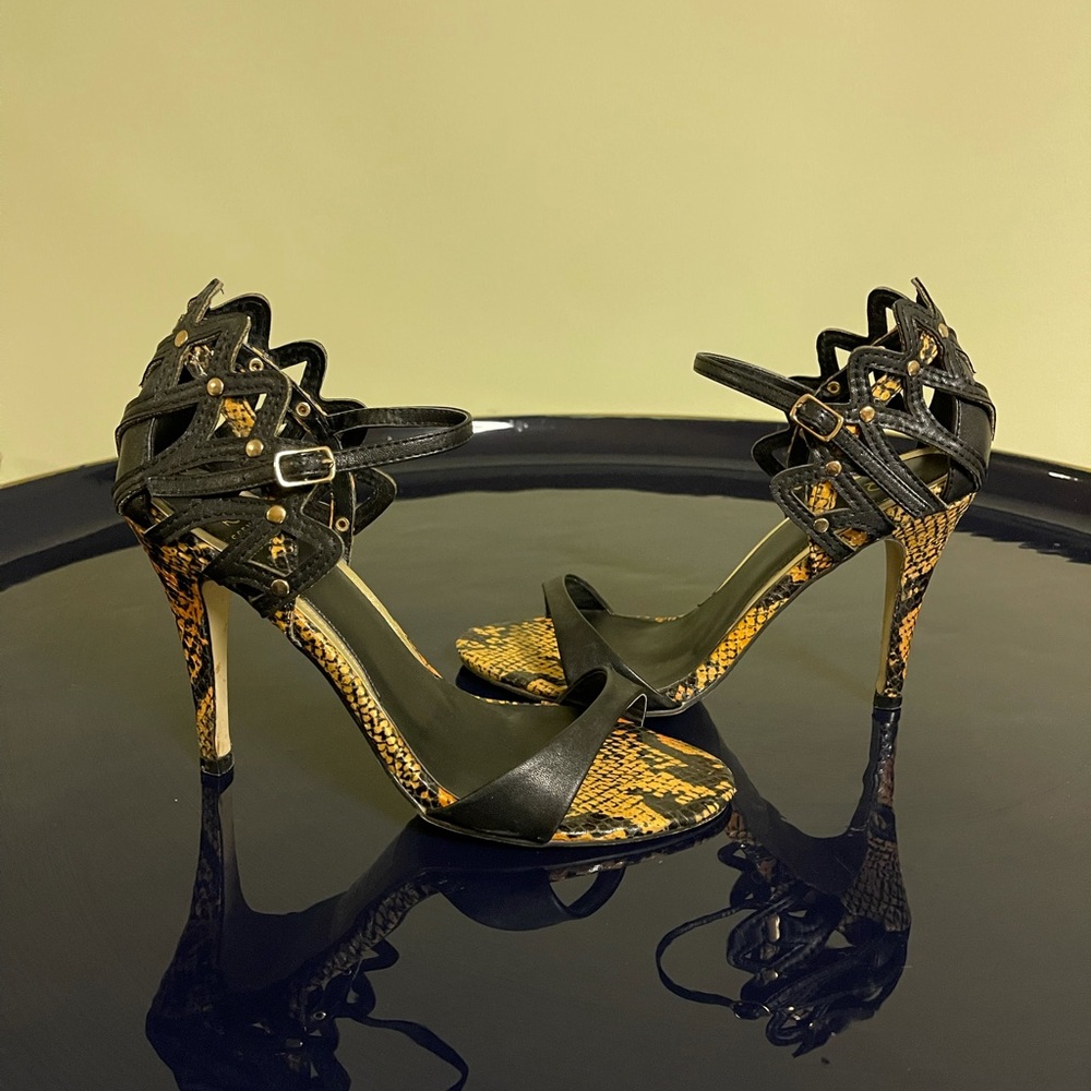 Scene Animal Print and Black Leather Heels